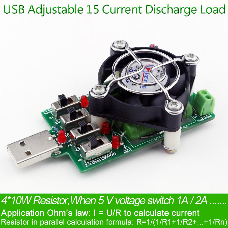 Adjustable 15 Kind Current USB Load Resistor Electronic Discharge Resistance Capacity Tester DC Voltmeter Energy Voltage Ammeter Adjustable 15 Kind Current USB Load Resistor Electronic Discharge Resistance Capacity Tester DC Voltmeter Energy Voltage Ammeter