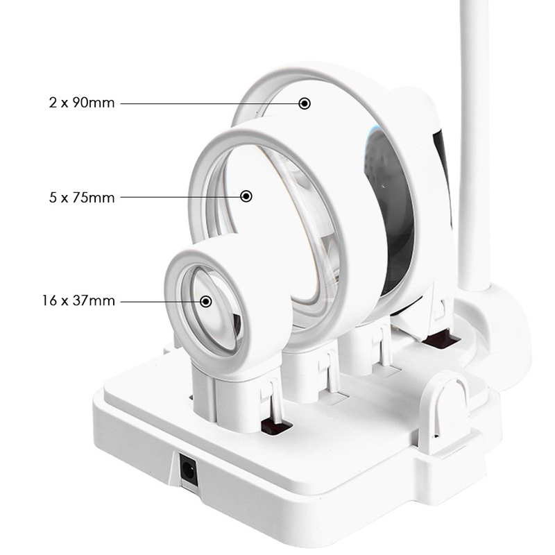Multi-functional 3 Lens 2.5X 5X 16X Desktop Welding LED Magnifier Table Lamp Loupe Soldering Repair Magnifying Tool with 6 LED Light