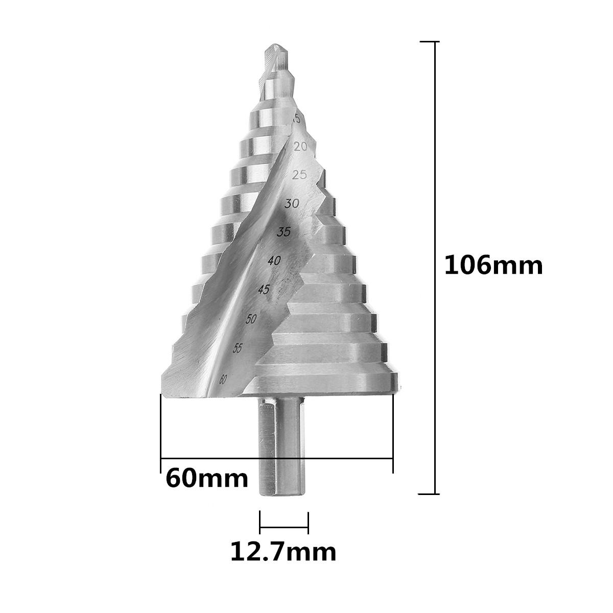 6-60mm HSS 4341 Step Drill Bit Hight Steel Speed 12 Steps Straight Flute Step Drill