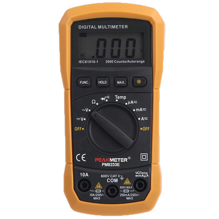 PEAKMETER MS8233E LCD Digital Auto Range Multimeter AC DC Ammeter Voltage Diode Continuity Tester 