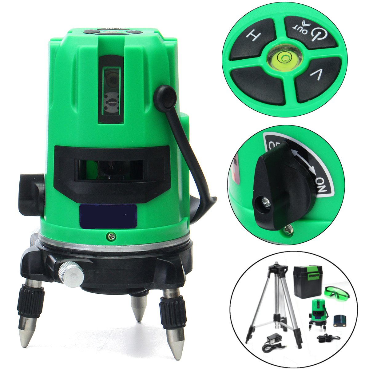 Green 2 Line 2 Points Laser Level 360 Rotary Laser Line Self Leveling with Tripod