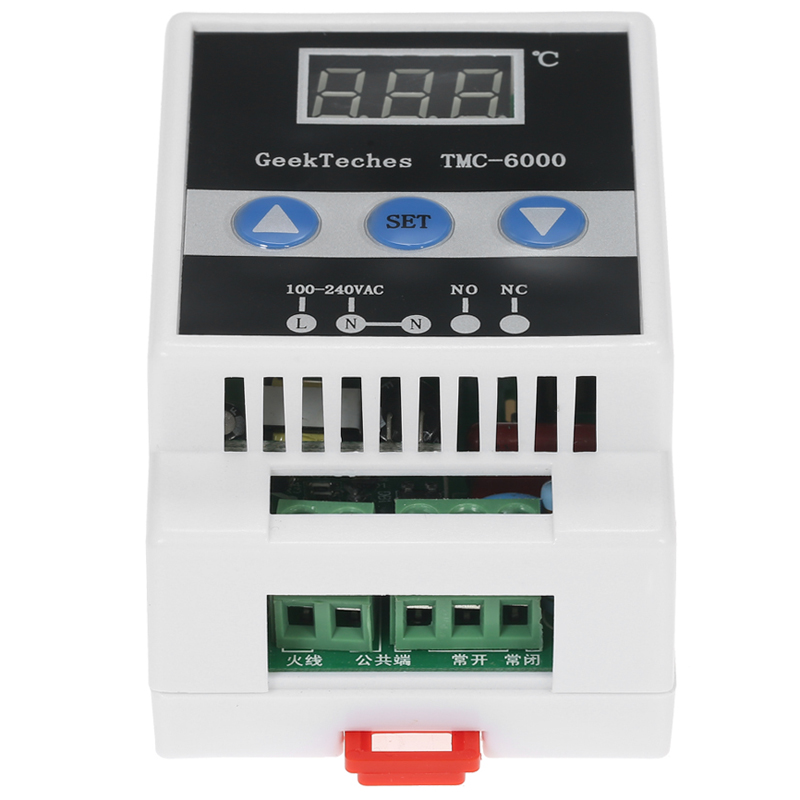 GeekTeches TMC-6000 110-240V Guide Rail Thermostat Digital Temperature Meter Thermoregulator Refrigeration Heating Temperature Meter