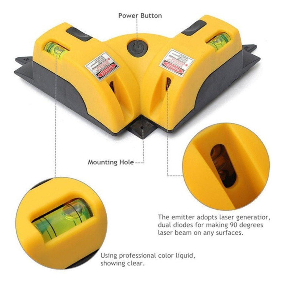 Right Angle 90 Degree Vertical Horizontal Laser Line Projection Square Level