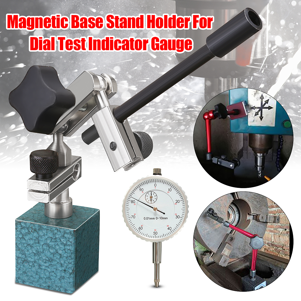 Adjustable Magnetic Base Stand Holder For Dial Test Indicator Gauge