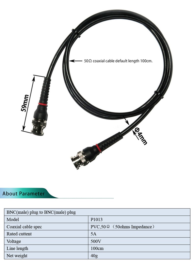 DANIU P1013 BNC Q9 Male Plug To BNC Q9 Male Plug Oscilloscope Test Probe Cable Lead 100CM