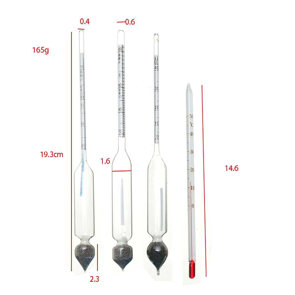 3Pcs Wine Making Hygrometer Alcohol Meter Tester Thermometer Measure Test 0-100% 0-40 40-70 70-100