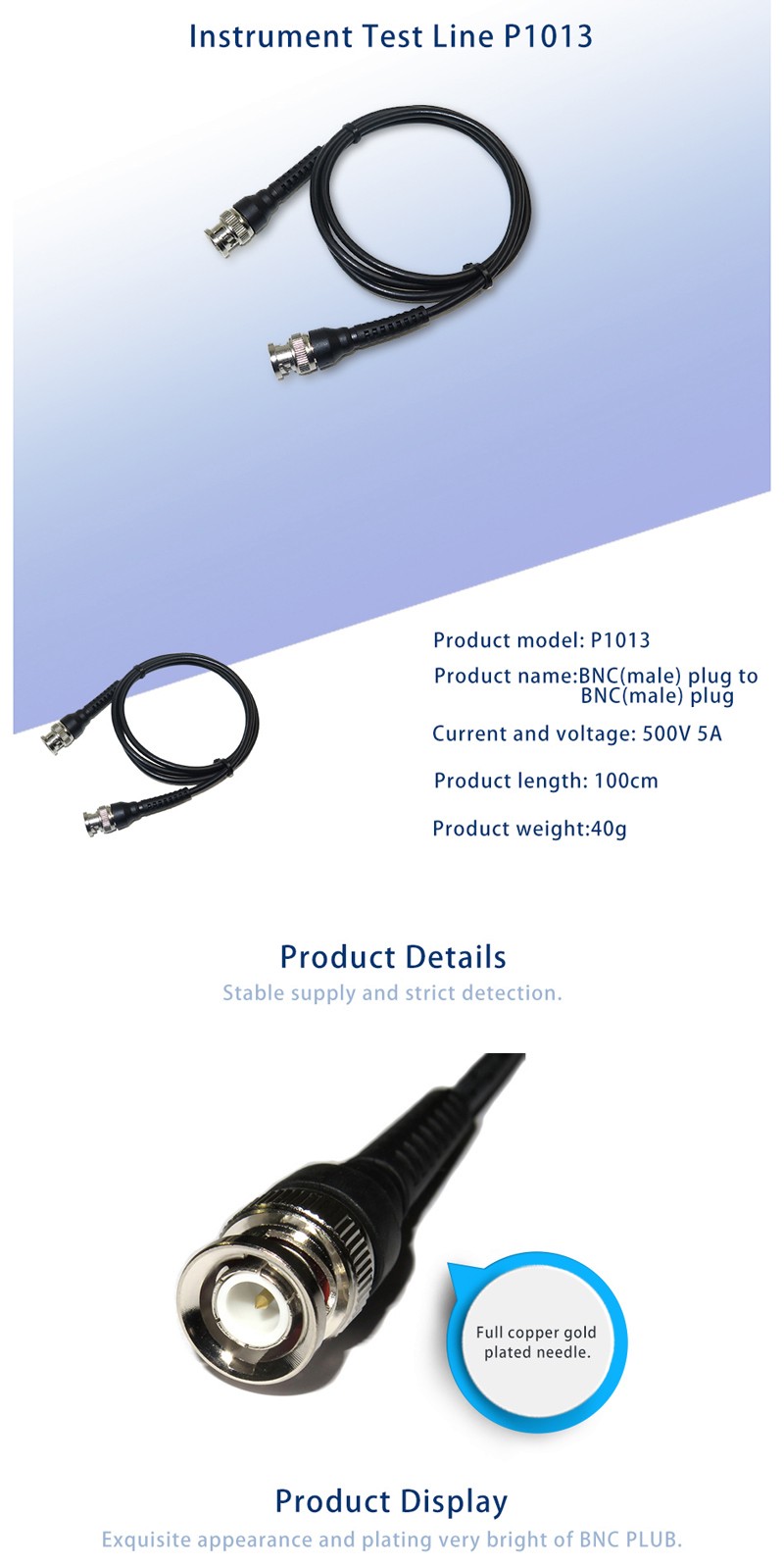 DANIU P1013 BNC Q9 Male Plug To BNC Q9 Male Plug Oscilloscope Test Probe Cable Lead 100CM