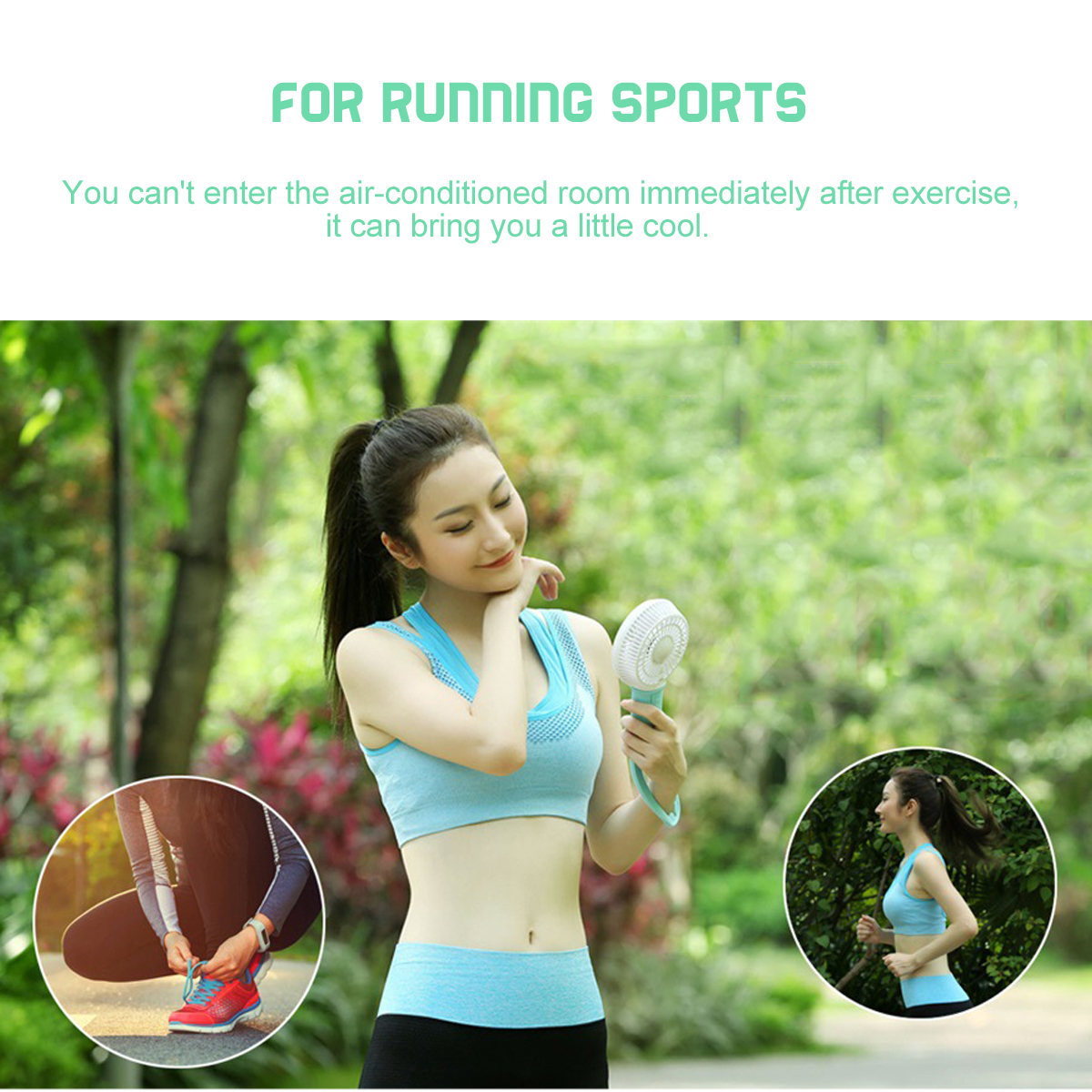 USB Cooling Fan Portable Handheld Fan 3 Speed Mini Fan LED light 2200mAh Battery Hanging Fan