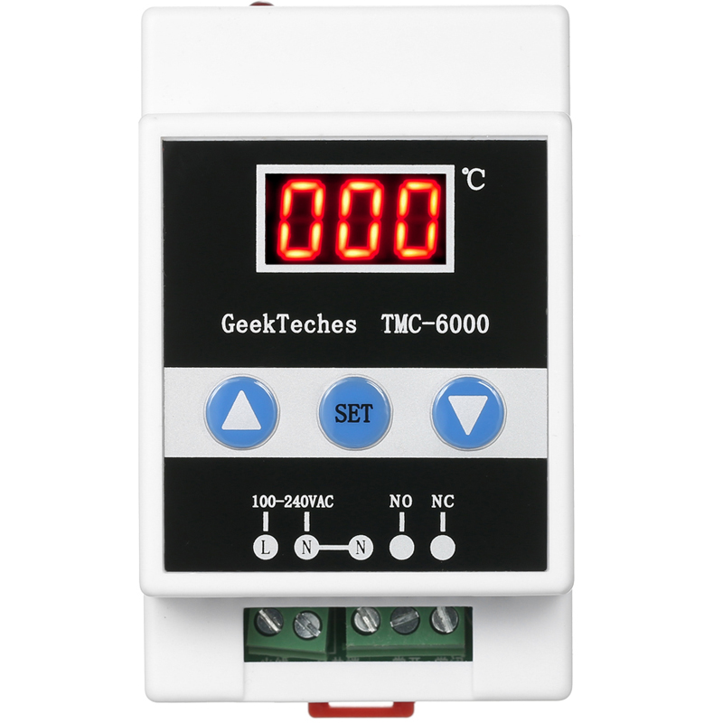 GeekTeches TMC-6000 110-240V Guide Rail Thermostat Digital Temperature Meter Thermoregulator Refrigeration Heating Temperature Meter