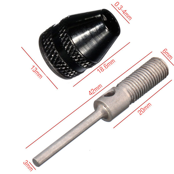 0.3-4mm Keyless Drill Chuck Electric Grinder Adapter with 3mm Connecting Rod for Dremel