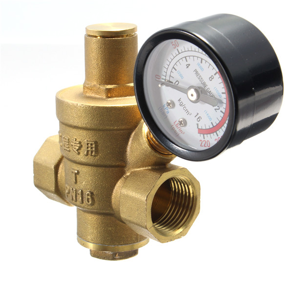 DN15 1/2' Inch Brass Water Pressure Reducing Regulator Reducer & Gauge Adjustable