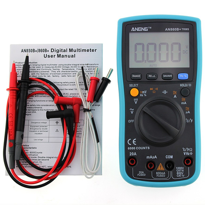 ANENG AN860B+ Backlight Digital Multimeter AC/DC Current Voltage Resistance Frequency Temperature ??/?H Tester