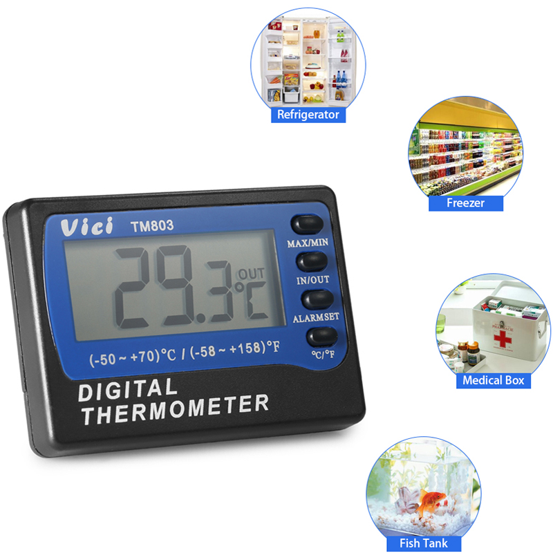 VICI TM803 Large LCD Display Fridge Refrigerator Freezer Thermometer -50~70?? Digital Alarm Temperature Meter ??/?H