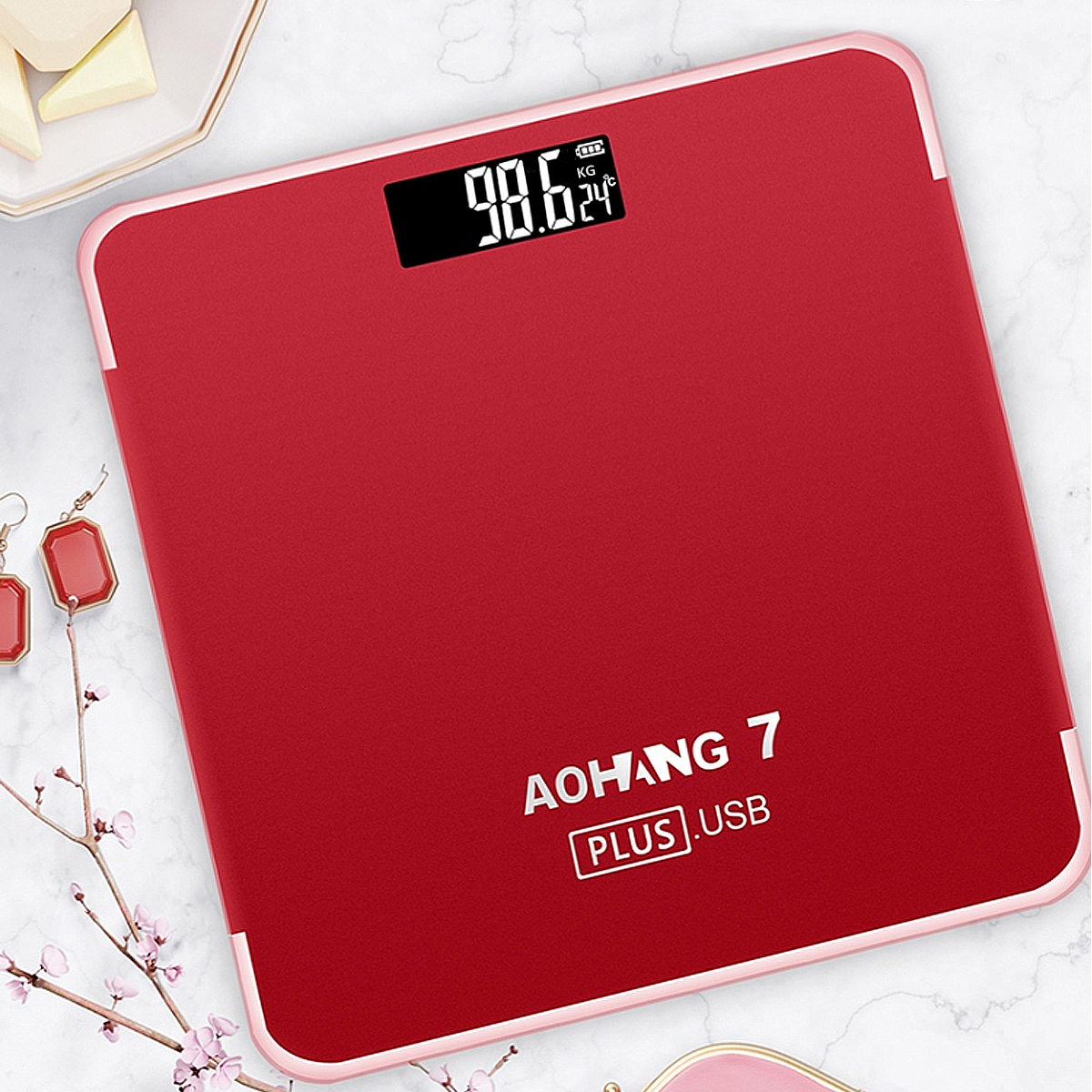 AOHANG 7 Plus USB Version 180kg LCD Electronic Digital Tempered Glass Body Weight Scale