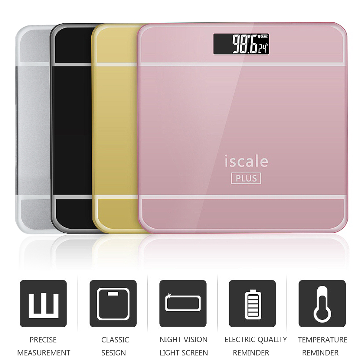 LCD Electronic Digital Tempered Glass 180kg Body Weight Scale