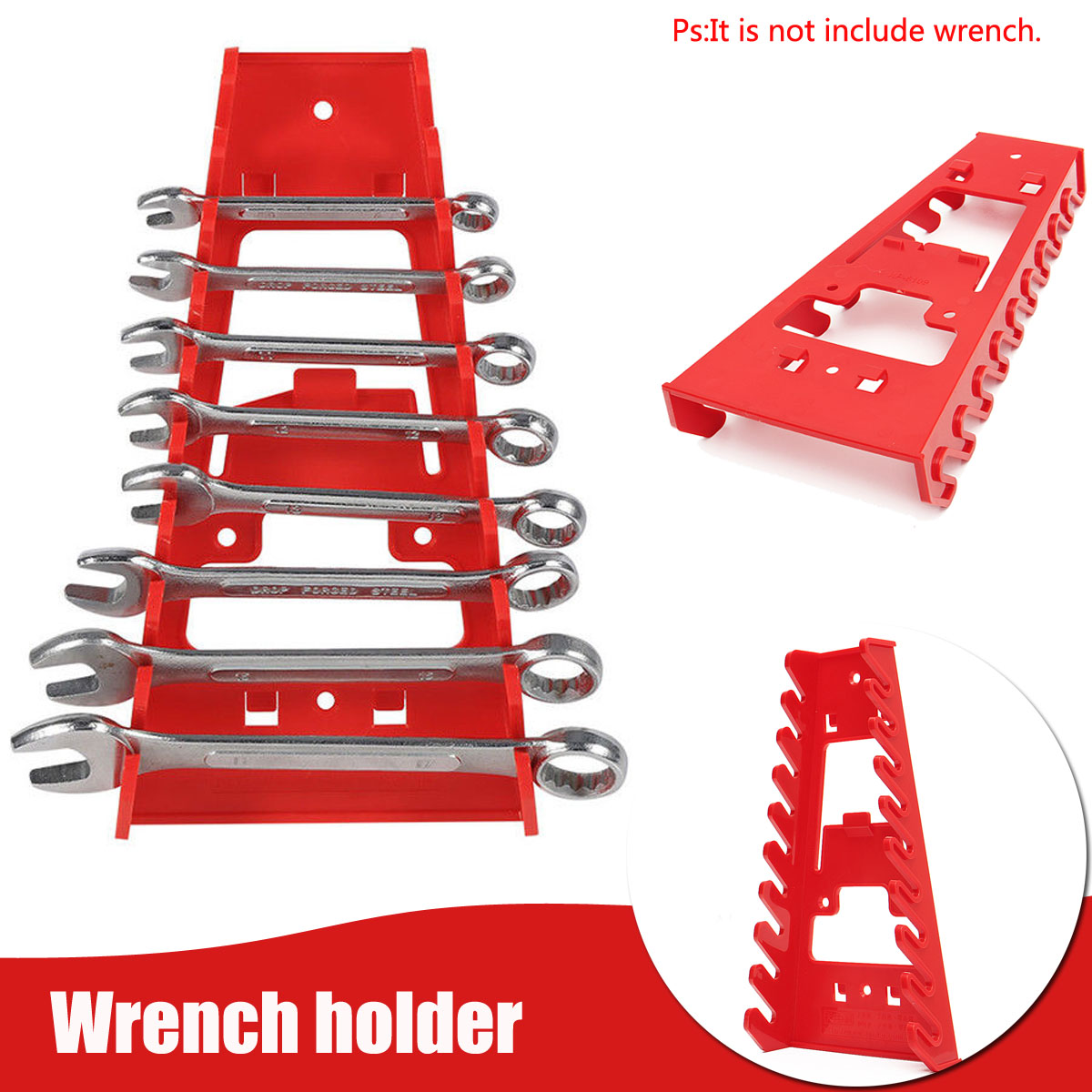 22x12x6cm Red Spanner Rack Wrench Holder Storage Wrench Organizer Tools