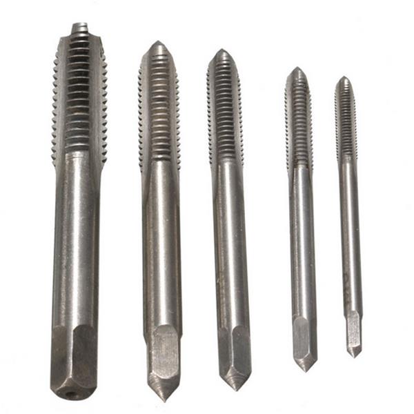 Doersupp 5pcs M3-M8 HSS Spiral Point Machine Screw Plug Tap Metric Straight Flute Thread Hand Tool