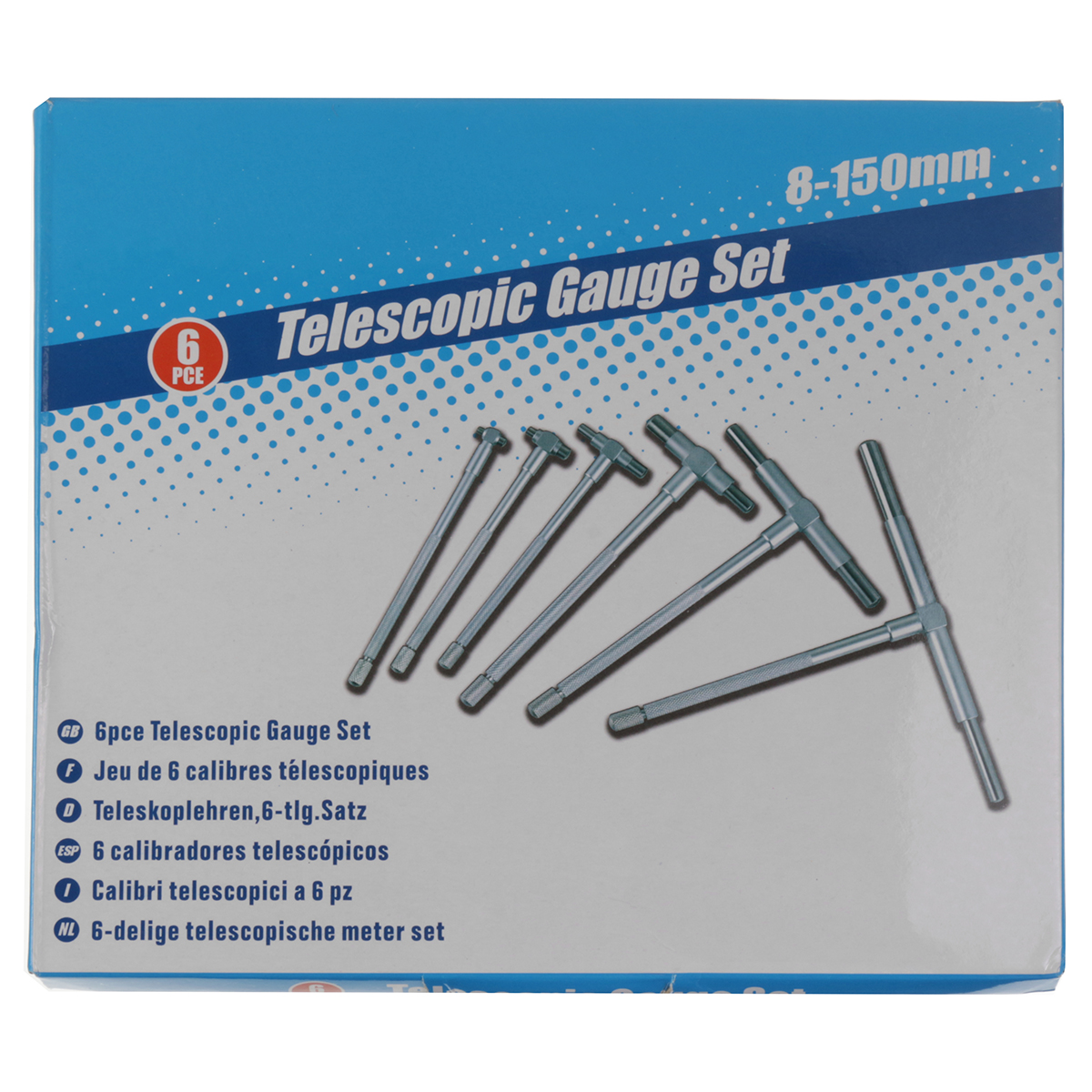 6Pcs Set 5/16- 6inch Precision Telescopic Gage Micrometer Bore Measurement Ruler Tool