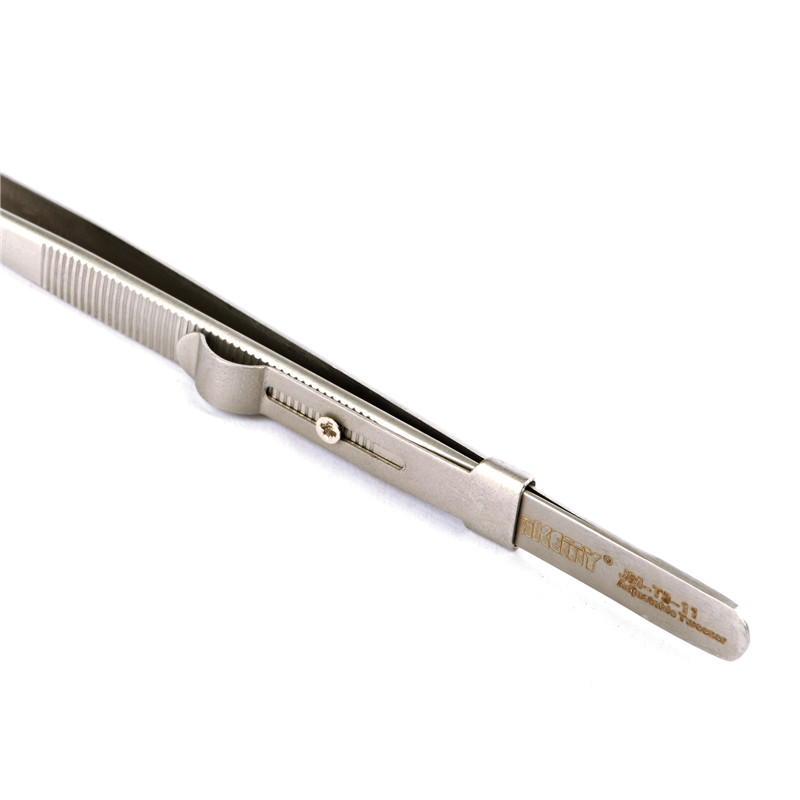 JAKEMY JM-T9-11 165mm Adjustable Tweezers Anti-static Stainless Steel Tweezers Straight Pointed Tip 