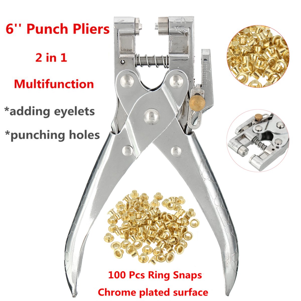 6 Inch Eyelet Grommet Setter Hole Punch Pliers Steel Fabric Canvas Repair Tool Kits
