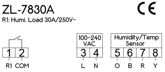 ZL-7830A 30A Relay 100-240Vac Digital Humidity Meter Hygrometer Hygrostat