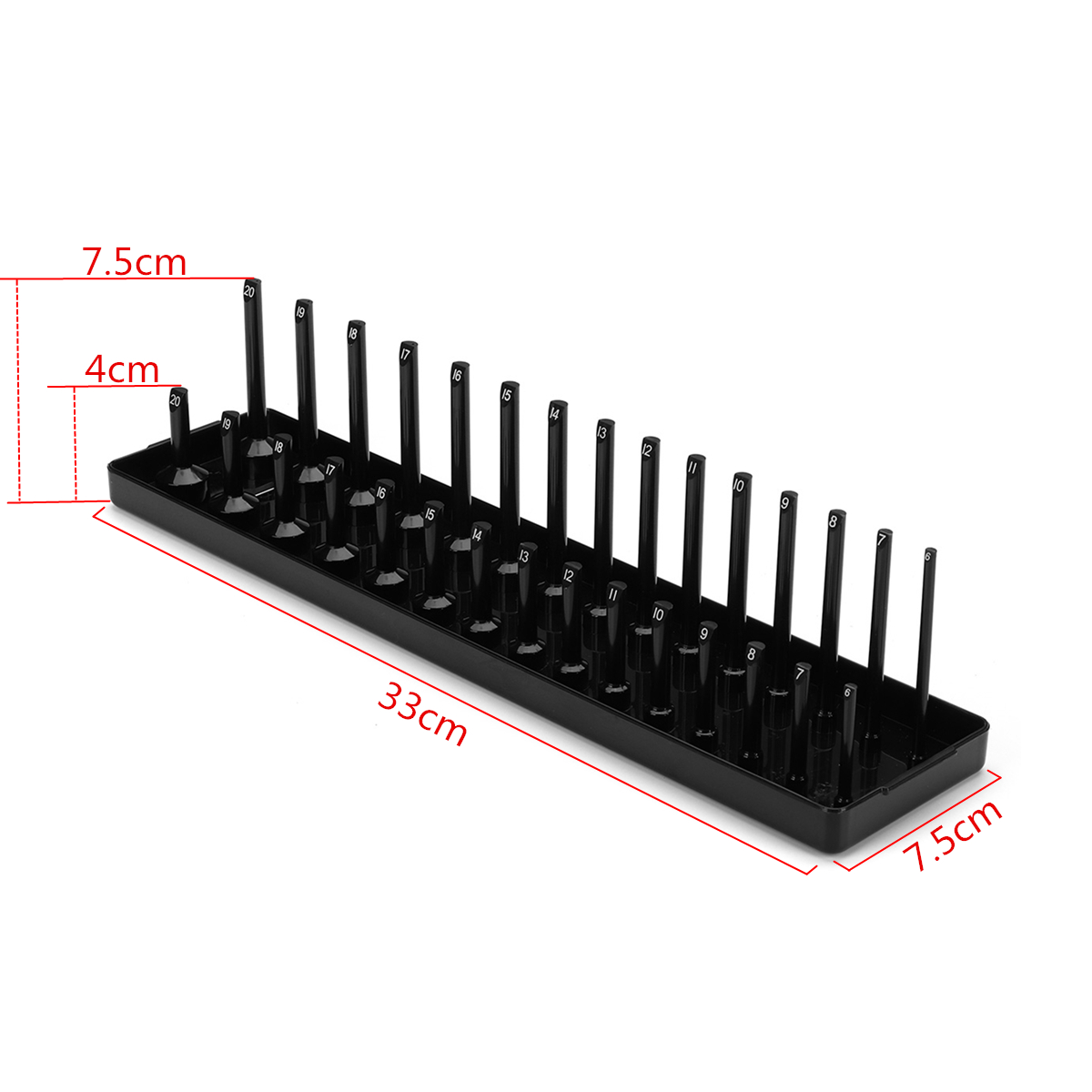 30 Slot 3/8 Inch Metric Socket Rack Storage Rail Tray Holder Shelf Organizer Machinery Parts