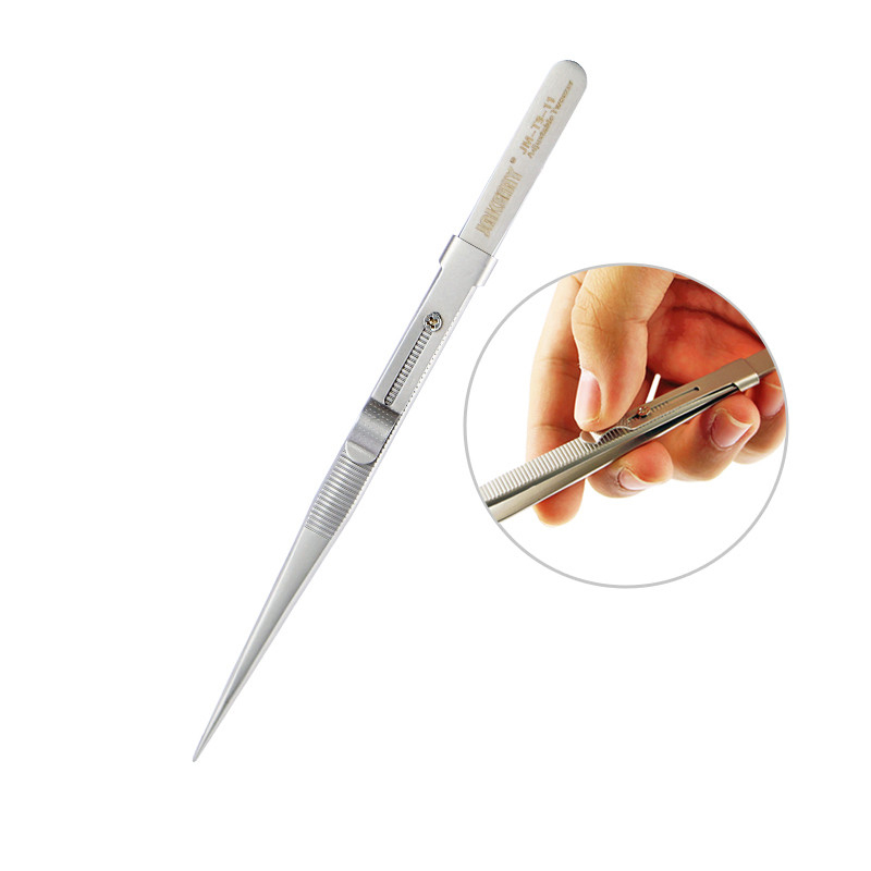 JAKEMY JM-T9-11 165mm Adjustable Tweezers Anti-static Stainless Steel Tweezers Straight Pointed Tip 