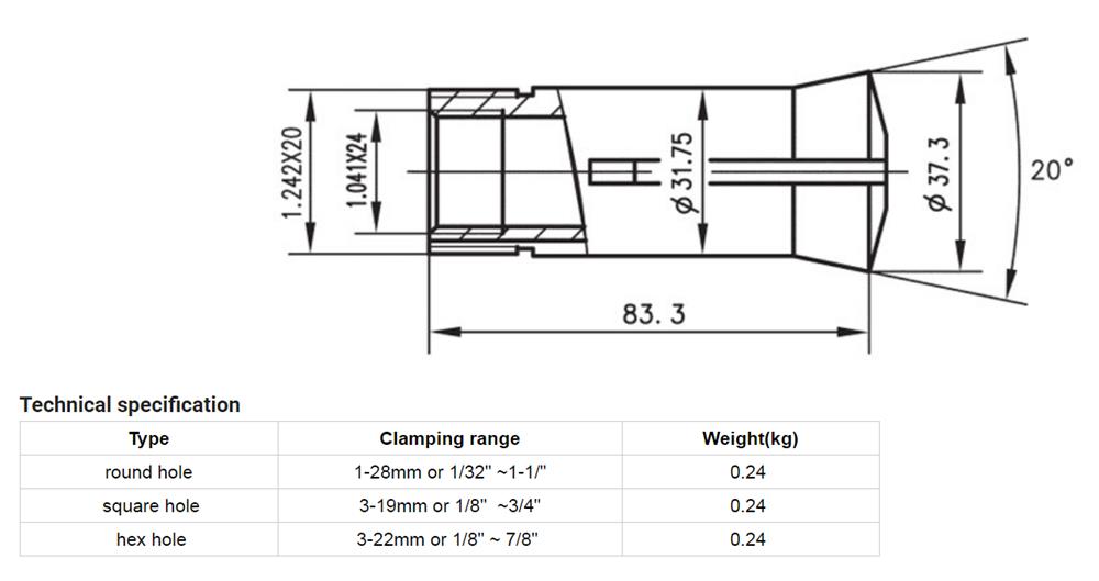 Round Type 5C Spring Clamp Pliers 1/8 1/4 1/2 Inch Spring Collet Imperial For Milling Machine