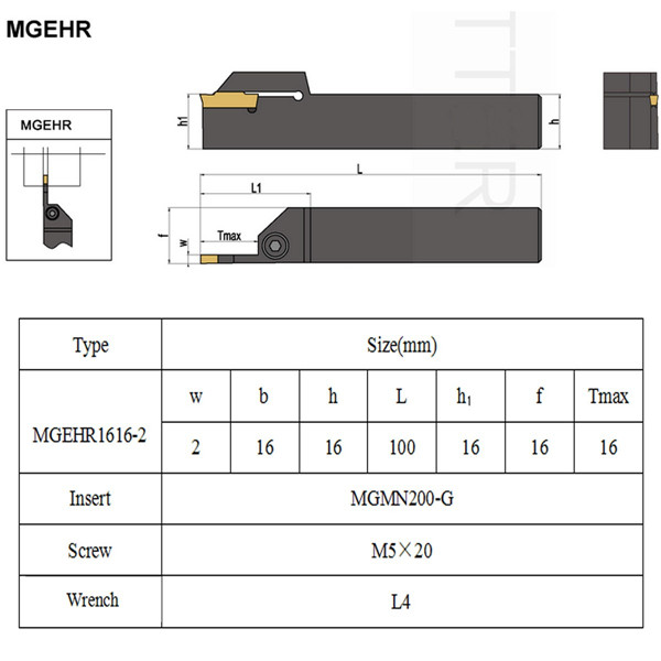 MGEHR 1616-2 16*16*100mm Lathe Turning Tool Holder With 4pcs MGMN200 Insert