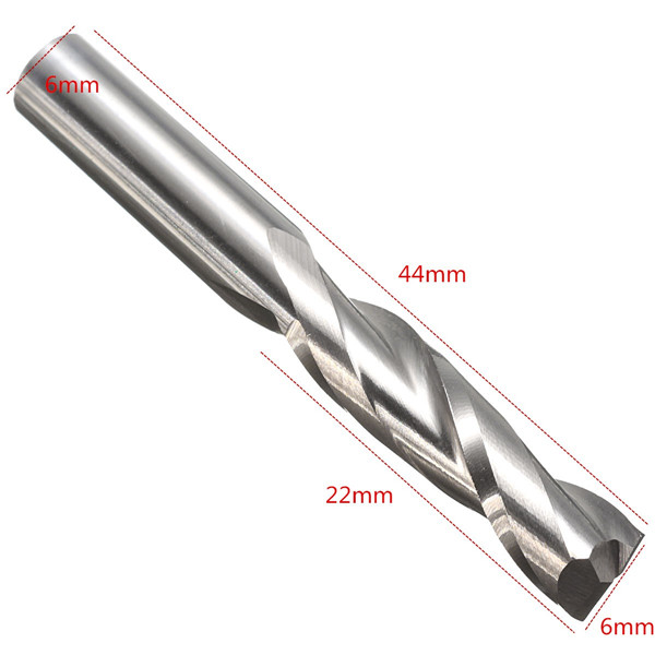 6x22mm Milling Cutter Double Flute Spiral Cutter CNC End Mill Cutter