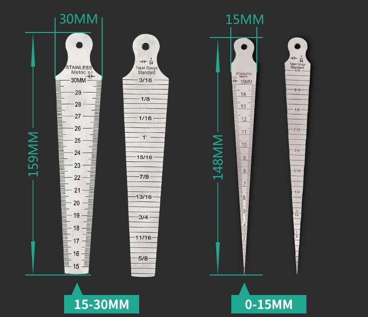 Drillpro 1-60mm Metric Imperial Wedge Feeler 1-15/15-30/30-45/45-60mm Taper Depth Gauge