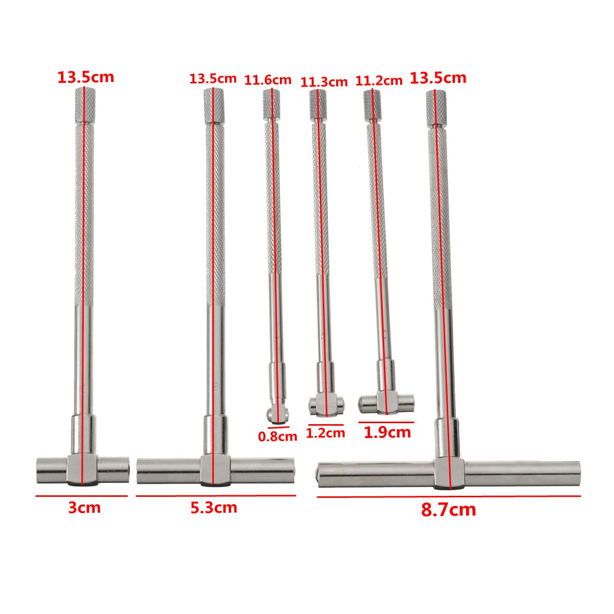 6Pcs Set 5/16- 6inch Precision Telescopic Gage Micrometer Bore Measurement Ruler Tool