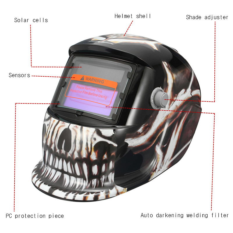 Skeleton Pattern Auto Darkening Solar Welding Welders Helmet Tig Mask Grinding Welders Masks