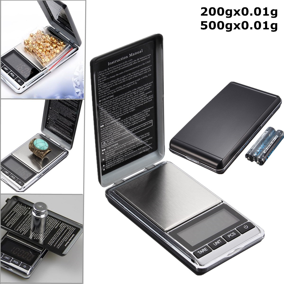 DANIU Electronic Pocket Mini Digital Gold Jewelry Weighing Scale Balance 0.01 200g/500g
