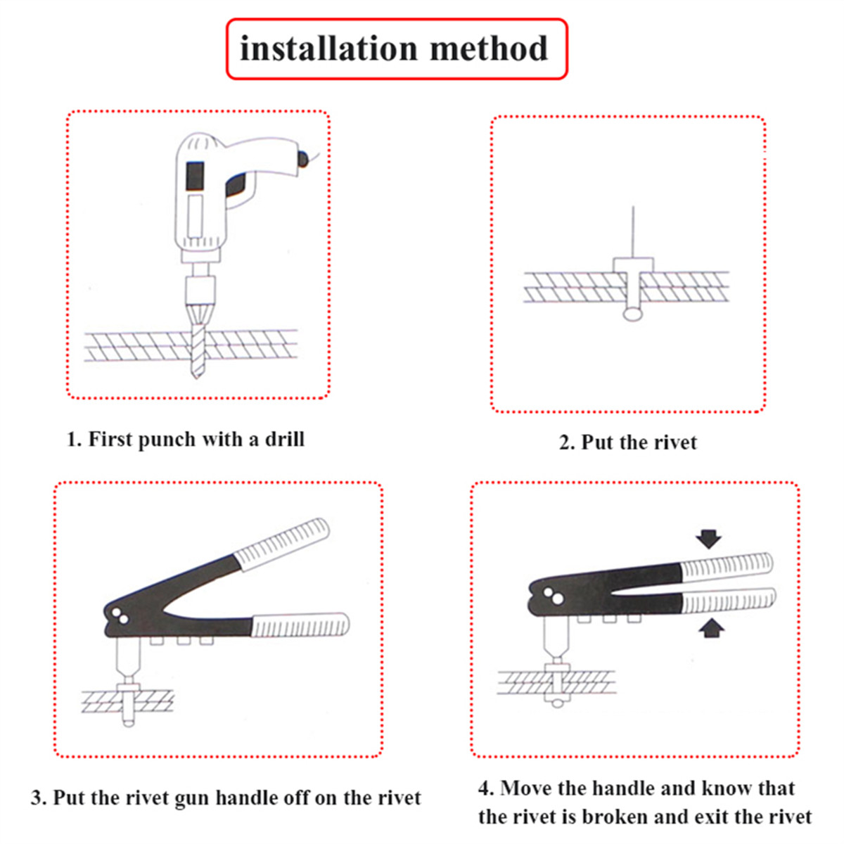 Perforated Hand Riveter Single Core Pulling 4.0mm 4.8mm 2.4mm 3.2mm With Wrench