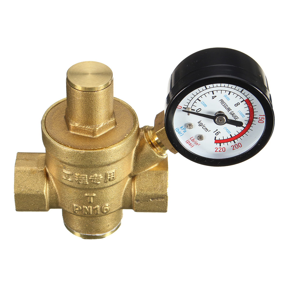 DN20 NPT ?'' Adjustable Brass Water Pressure Regulator Reducer with Gauge Meter