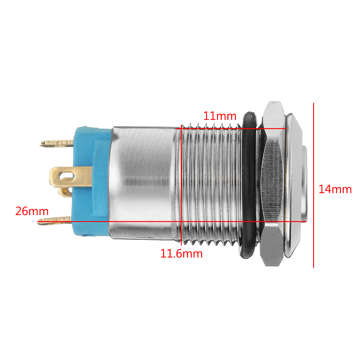 2 Set 12mm LED Metal Push Button Latching Switch Silver 4 Pin Waterproof Push Button Switch