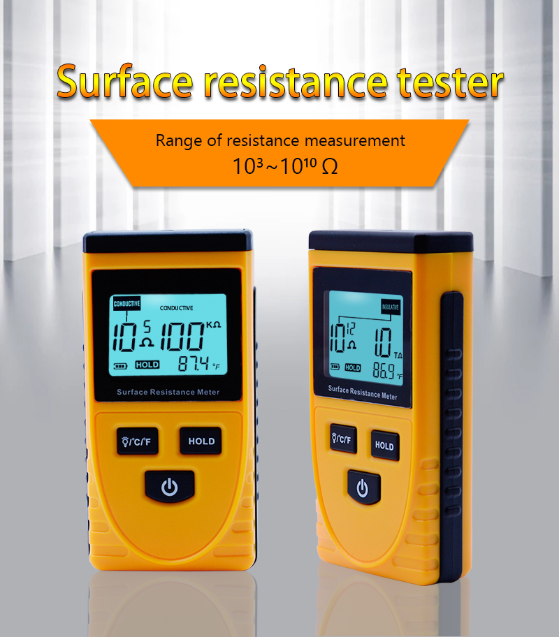 GM3110 Portable LCD Surface Resistance Meter Earth Resistance Meter with Data Holding Function 