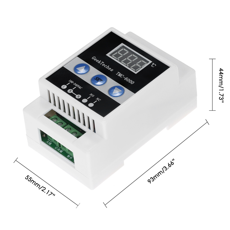 GeekTeches TMC-6000 110-240V Guide Rail Thermostat Digital Temperature Meter Thermoregulator Refrigeration Heating Temperature Meter
