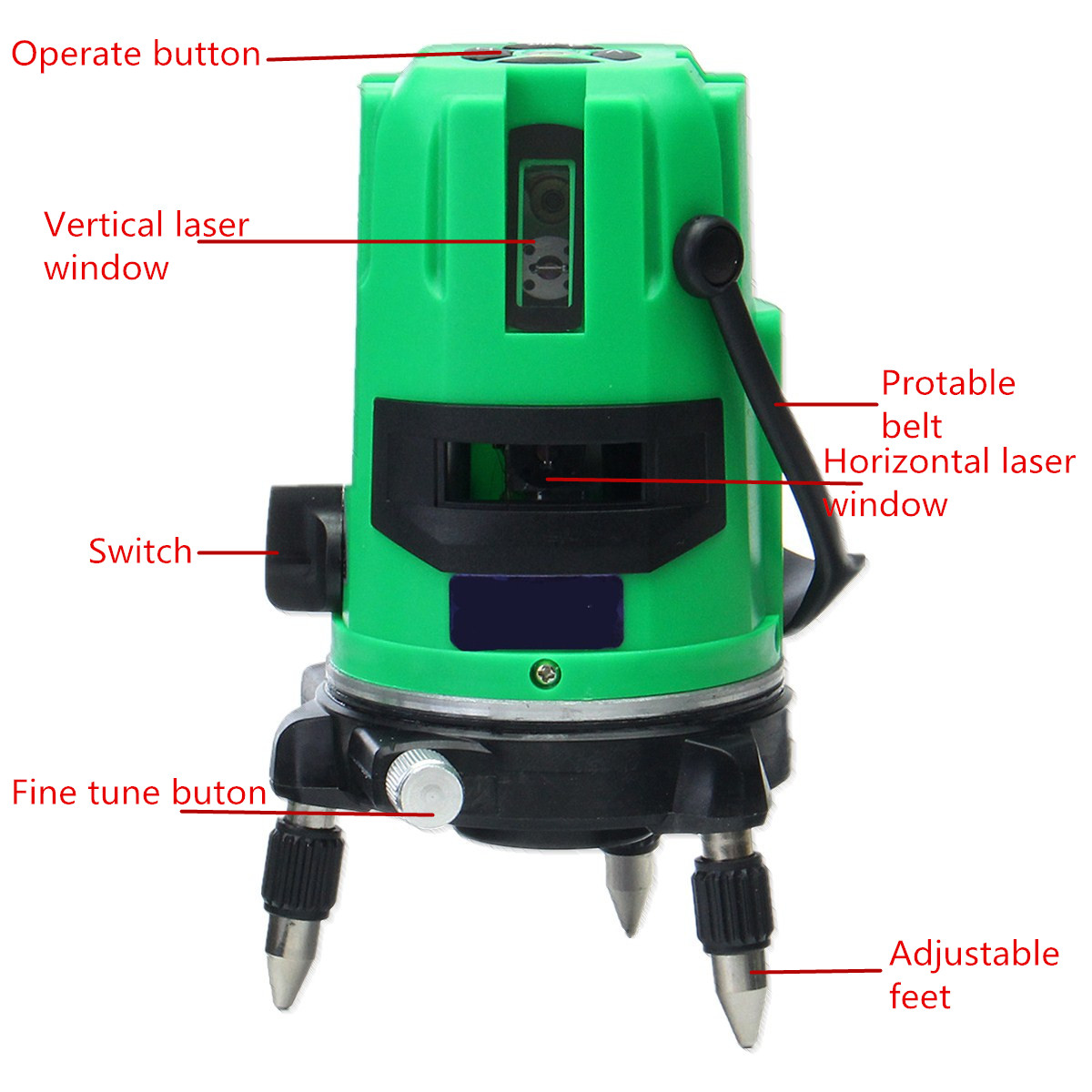 Green 2 Line 2 Points Laser Level 360 Rotary Laser Line Self Leveling with Tripod