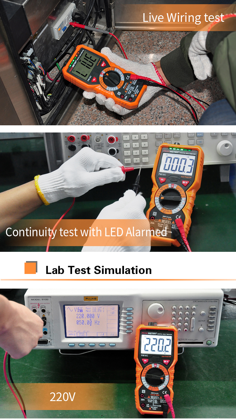 PEAKMETER PM18C Digital Multimeter Voltage Current Resistance Capacitance Frequency Temperature Tester ??/?H hFE NCV Live Line Tester