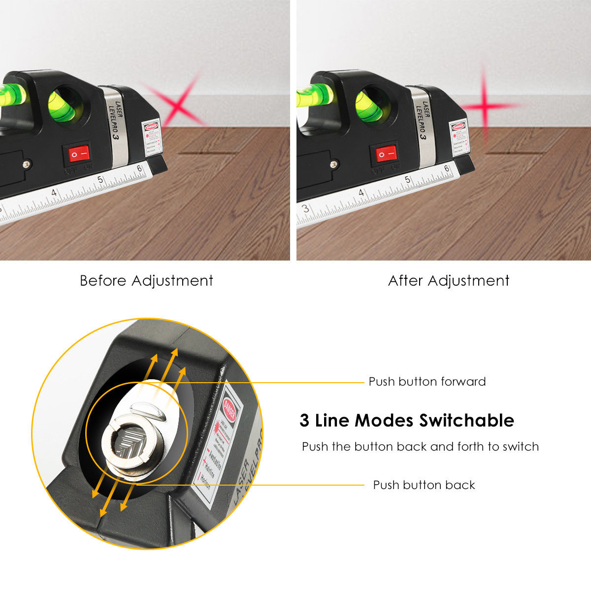 Laser Level Spirit Level Line Lasers Ruler Horizontal Ruler Measure Line Tools Adjusted Standard 