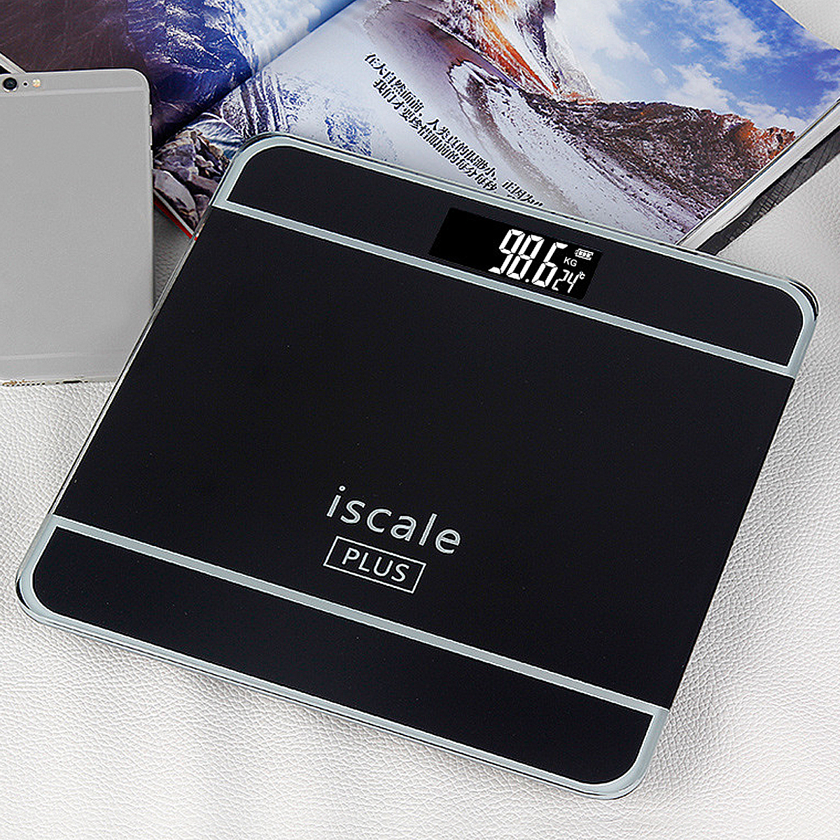 LCD Electronic Digital Tempered Glass 180kg Body Weight Scale