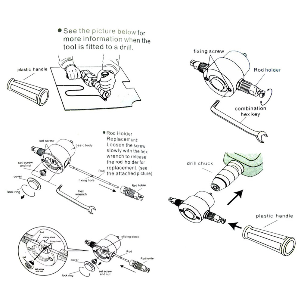 Drillpro YT-160A Double Head Sheet Metal Nibbler Cutter Drill Attachment Metal Sheet Cutter