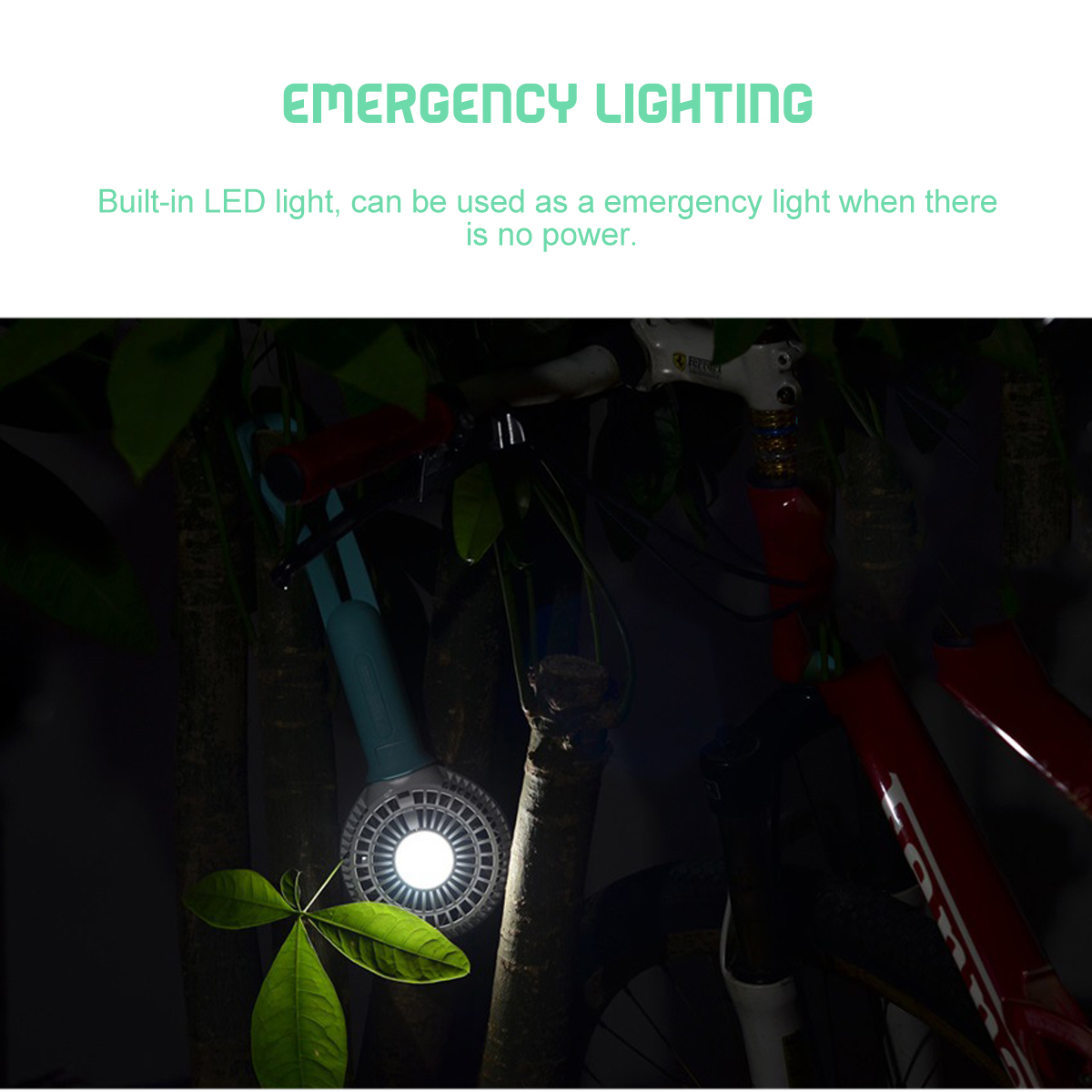 USB Cooling Fan Portable Handheld Fan 3 Speed Mini Fan LED light 2200mAh Battery Hanging Fan