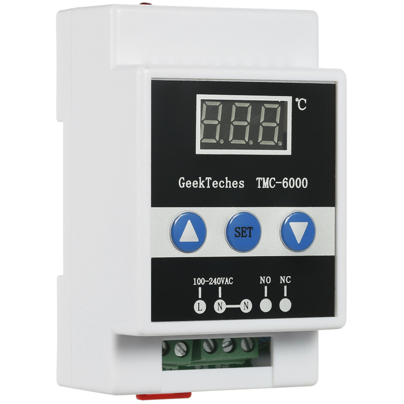 GeekTeches TMC-6000 110-240V Guide Rail Thermostat Digital Temperature Meter Thermoregulator Refrigeration Heating Temperature Meter