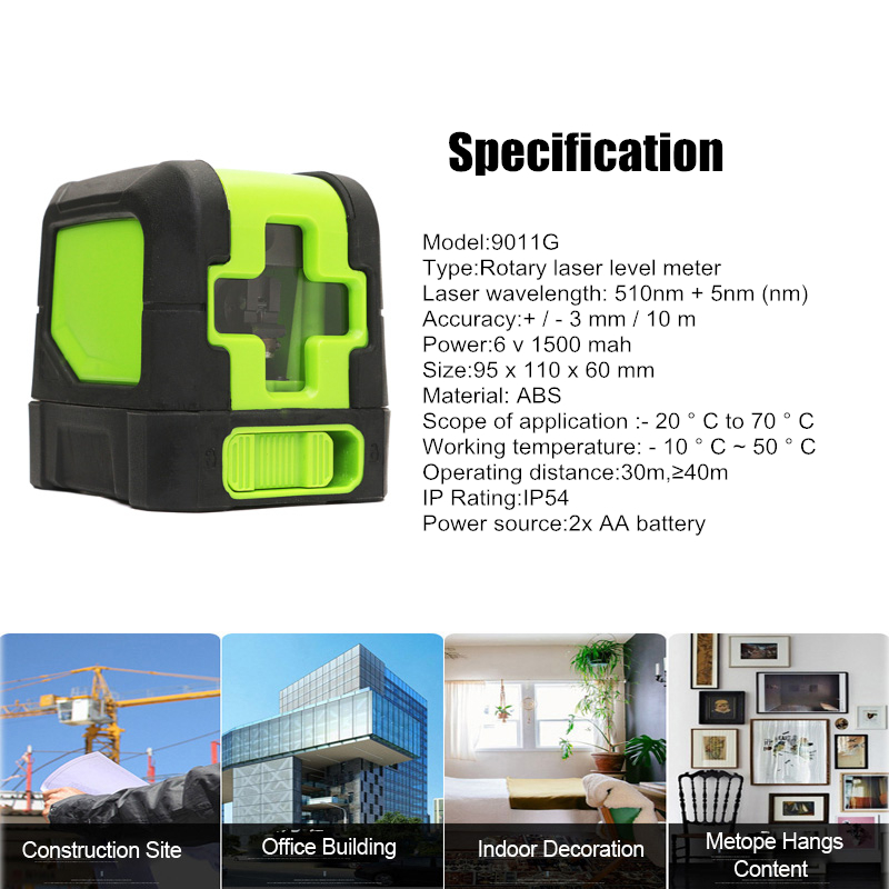 360?? Rotary 2 Line Laser Self Leveling Vertical Horizontal Level Green Measure Laser Level 