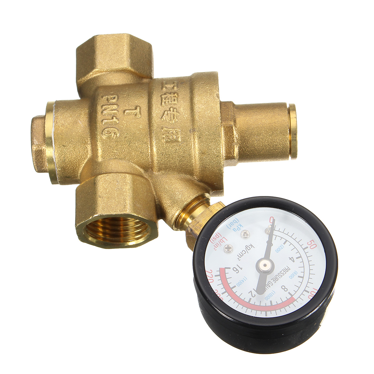 DN20 NPT ?'' Adjustable Brass Water Pressure Regulator Reducer with Gauge Meter
