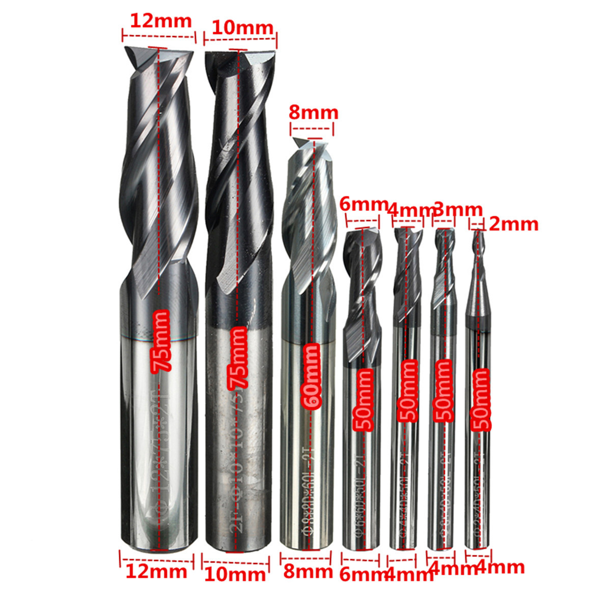 1 pcs set Carbide end mill 2 5 6 8 10 12mm 4 Flute Milling Cutter Alloy Coating Tungsten Steel cutting tool CNC maching Endmills