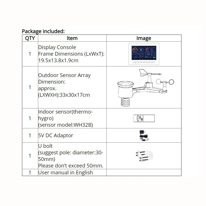 Color Display Wireless Weather Station WiFi Connection Solar Charging Weather Station with Wireless Transmission Data Upload Storage Function